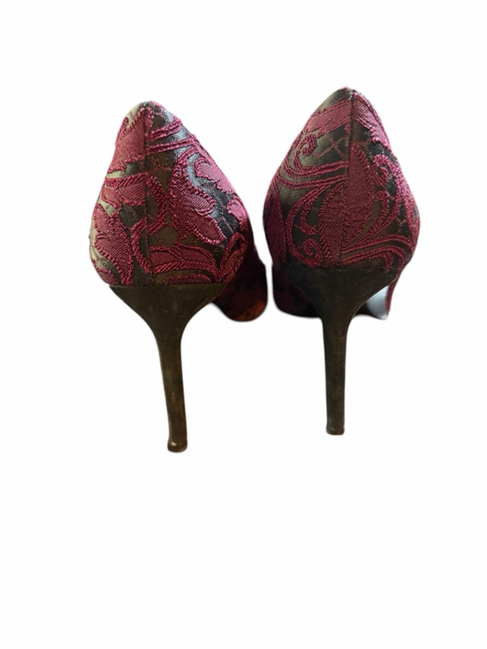 Delman Italian Brocade Pointed Toe Stiletto Pumps - Purple & Black - 8.5 - Picture 3 of 6